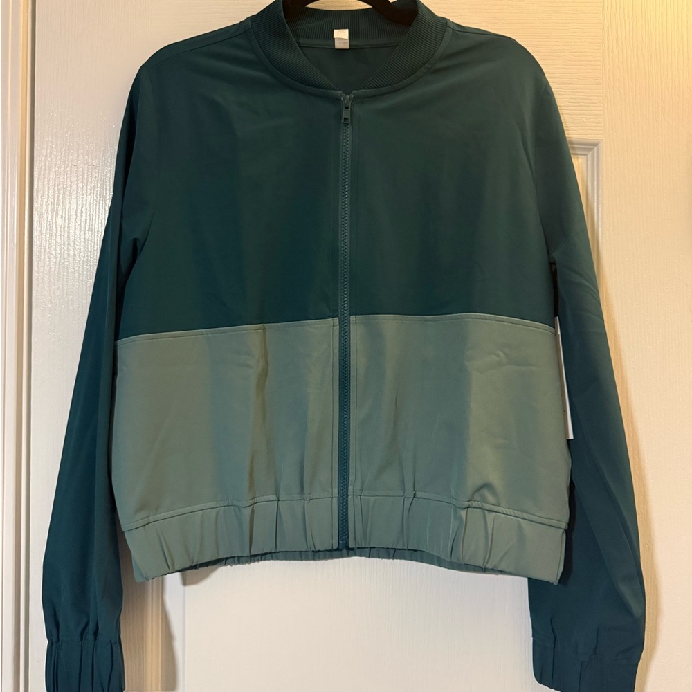 Teal and Light Green Colorblock Jacket